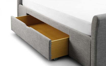 Julian Bowen Capri Grey Linen 4ft6 Double Fabric Bed With Drawers