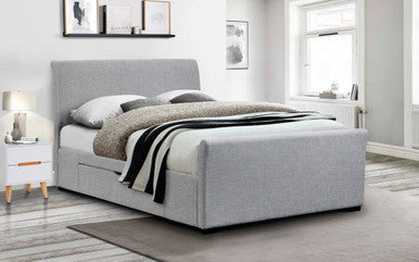 Julian Bowen Capri Light Grey 6ft Super Kingsize Fabric Bed With Drawers