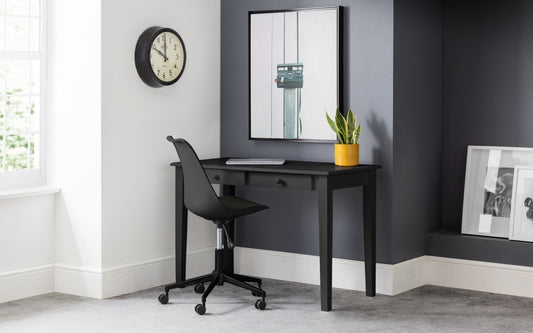 wooden desk with black finish