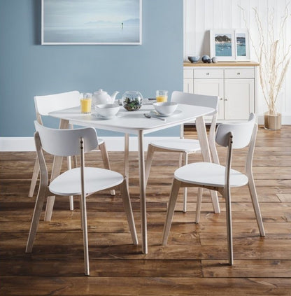 2 x Julian Bowen Casa White And Wood Dining Chairs