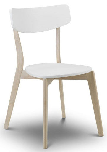 2 x Julian Bowen Casa White And Wood Dining Chairs