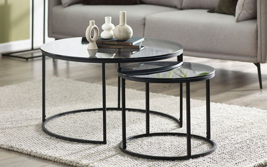 Julian Bowen Chicago Round Smoked Glass Nesting Coffee Tables