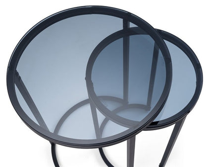 Julian Bowen Chicago Round Smoked Glass Nesting Side Tables
