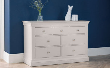Julian Bowen Clermont Light Grey Wooden 4+3 Drawer Chest
