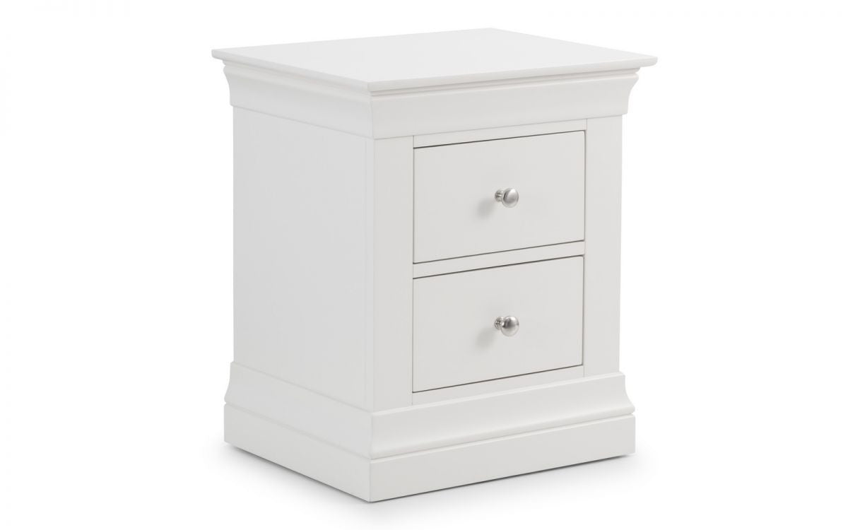 Julian Bowen Clermont White Wooden 2 Drawer Bedside Cabinet