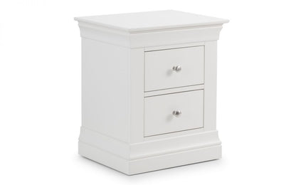 Julian Bowen Clermont White Wooden 2 Drawer Bedside Cabinet