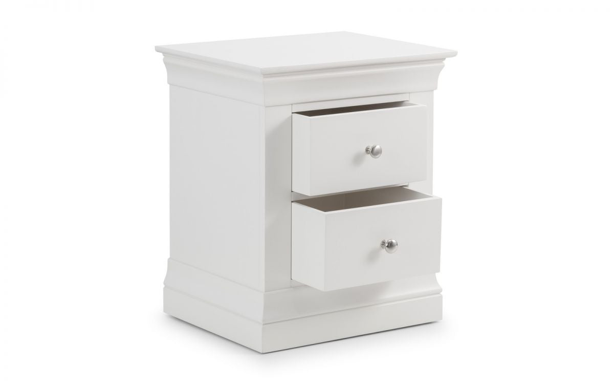 Julian Bowen Clermont White Wooden 2 Drawer Bedside Cabinet