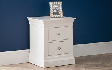 Julian Bowen Clermont White Wooden 2 Drawer Bedside Cabinet