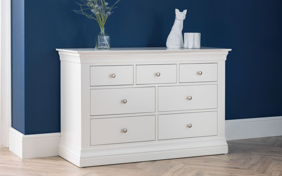 Julian Bowen Clermont White Wooden 4+3 Drawer Chest