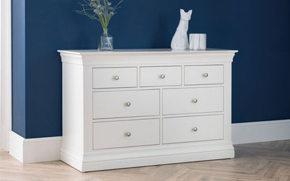 Julian Bowen Clermont White Wooden 4+3 Drawer Chest