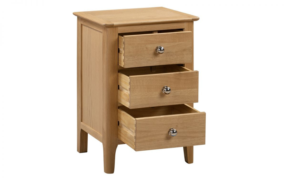 Julian Bowen Cotswold Solid Oak 3 Drawer Bedside Table