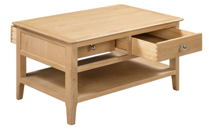 Julian Bowen Cotswold Solid Oak Coffee Table With 2 Drawers