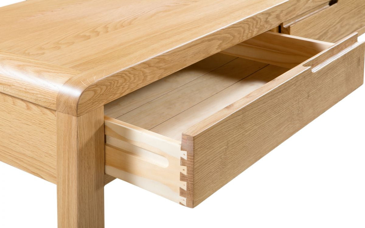 Julian Bowen Curve Solid Oak 2 Drawer Dressing Table And Stool Set