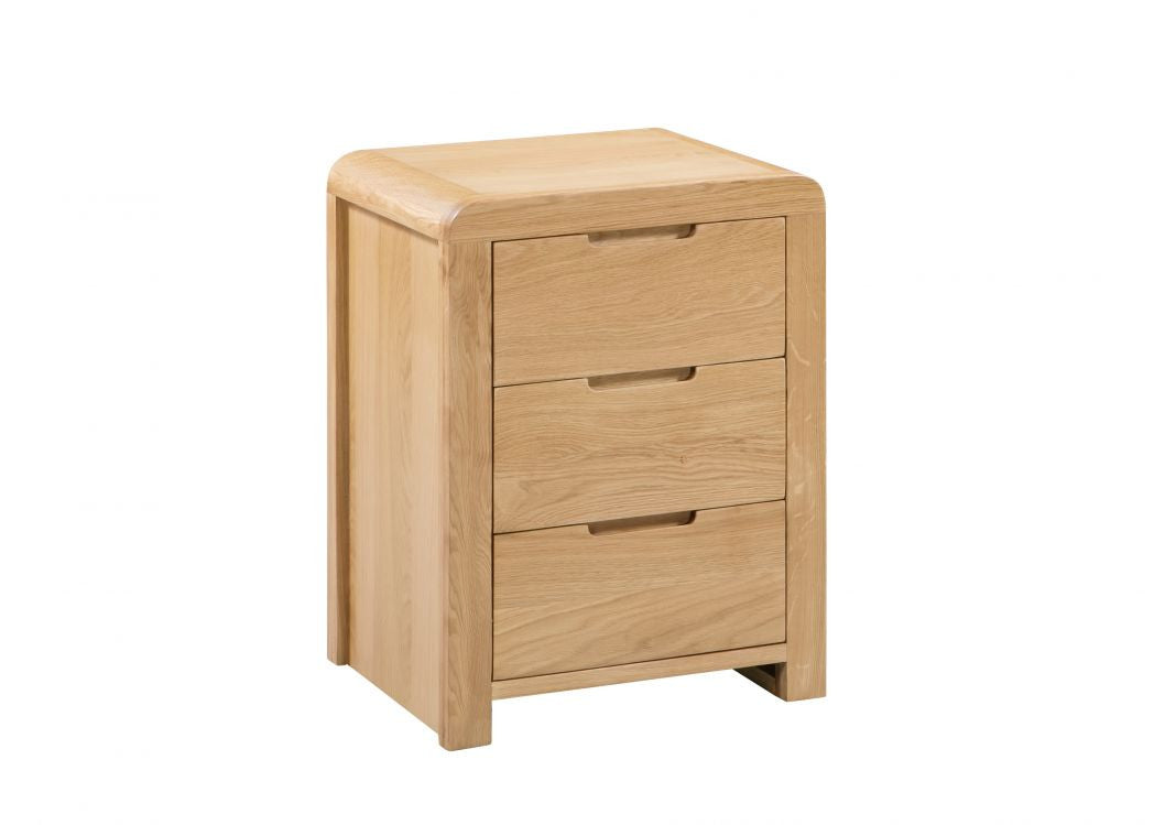 Julian Bowen Curve Solid Oak 3 Drawer Bedside Table