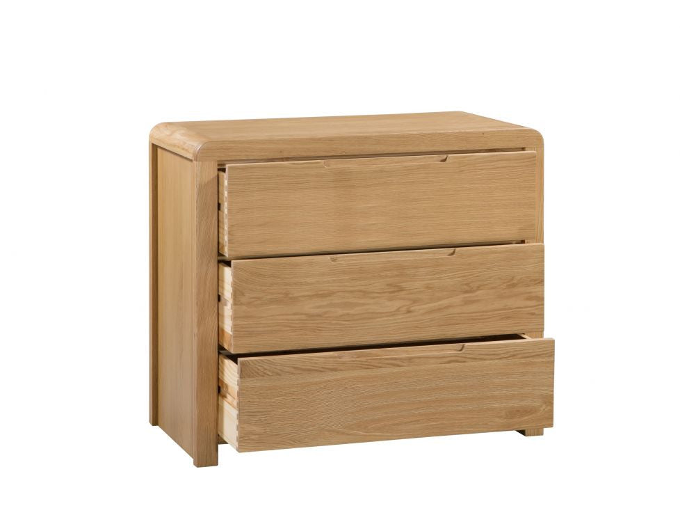 Julian Bowen Curve Solid Oak 3 Drawer Chest