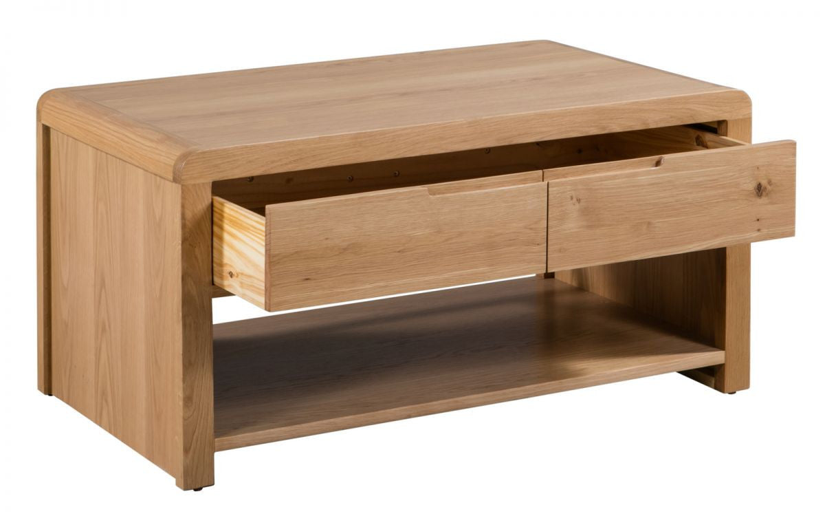 Julian Bowen Curve Solid Oak Coffee Table With Large Drawer