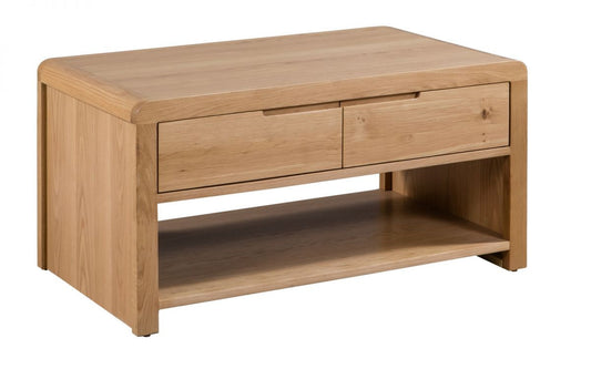 Julian Bowen Curve Solid Oak Coffee Table With Large Drawer