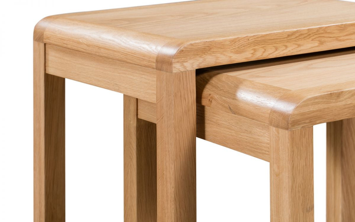 Julian Bowen Curve Solid Oak Nest Of 2 Tables