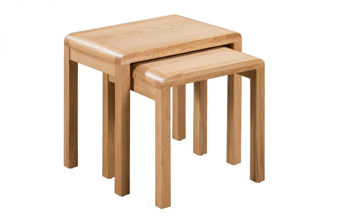 Julian Bowen Curve Solid Oak Nest Of 2 Tables