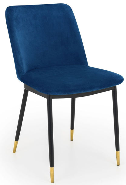 2 x Julian Bowen Delaunay Blue Velvet Dining Chairs