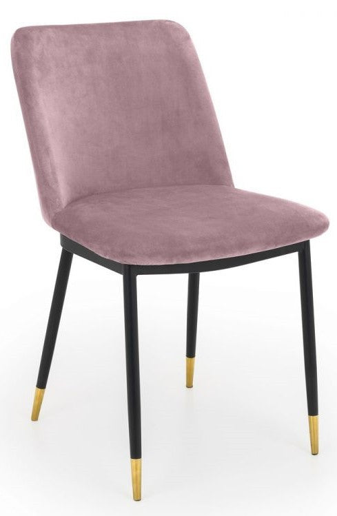 2 x Julian Bowen Delaunay Dusky Pink Velvet Dining Chairs