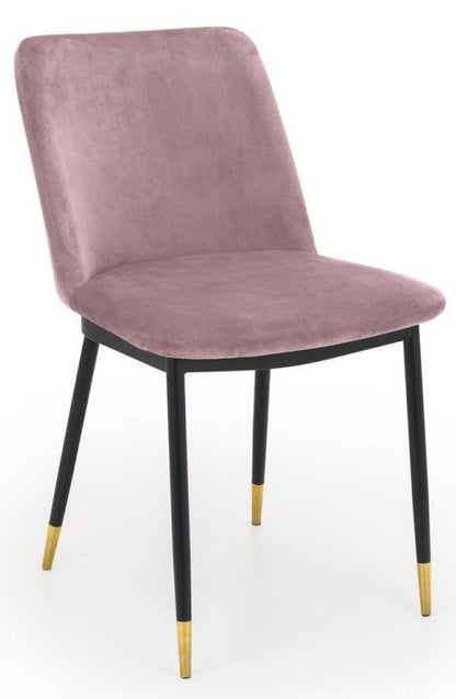 2 x Julian Bowen Delaunay Dusky Pink Velvet Dining Chairs