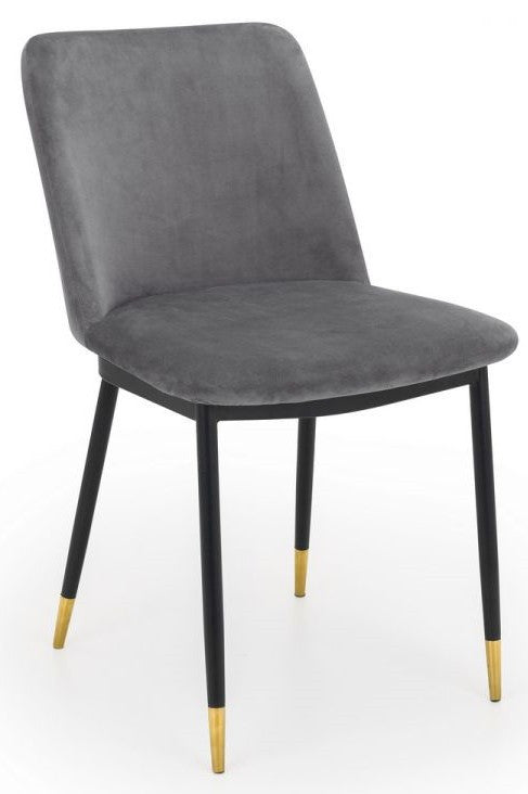 2 x Julian Bowen Delaunay Grey Velvet Dining Chairs