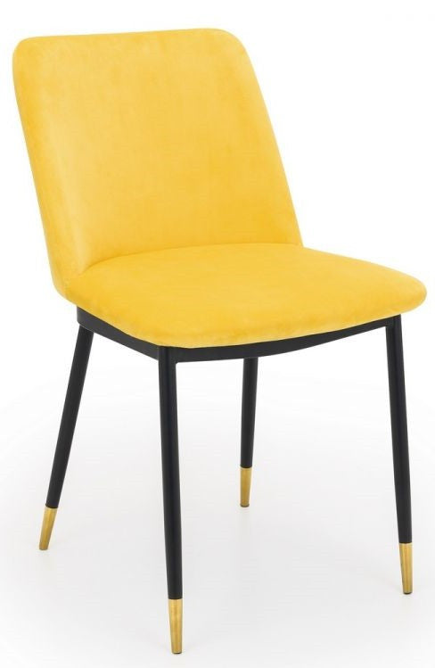 2 x Julian Bowen Delaunay Mustard Velvet Dining Chairs