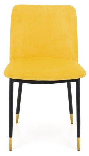 2 x Julian Bowen Delaunay Mustard Velvet Dining Chairs