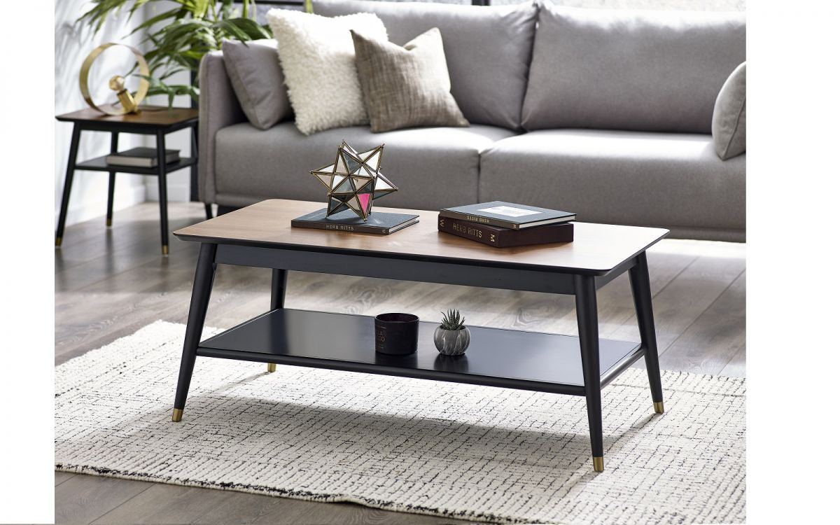 Julian Bowen Findlay Walnut And Black Coffee Table With Shelf