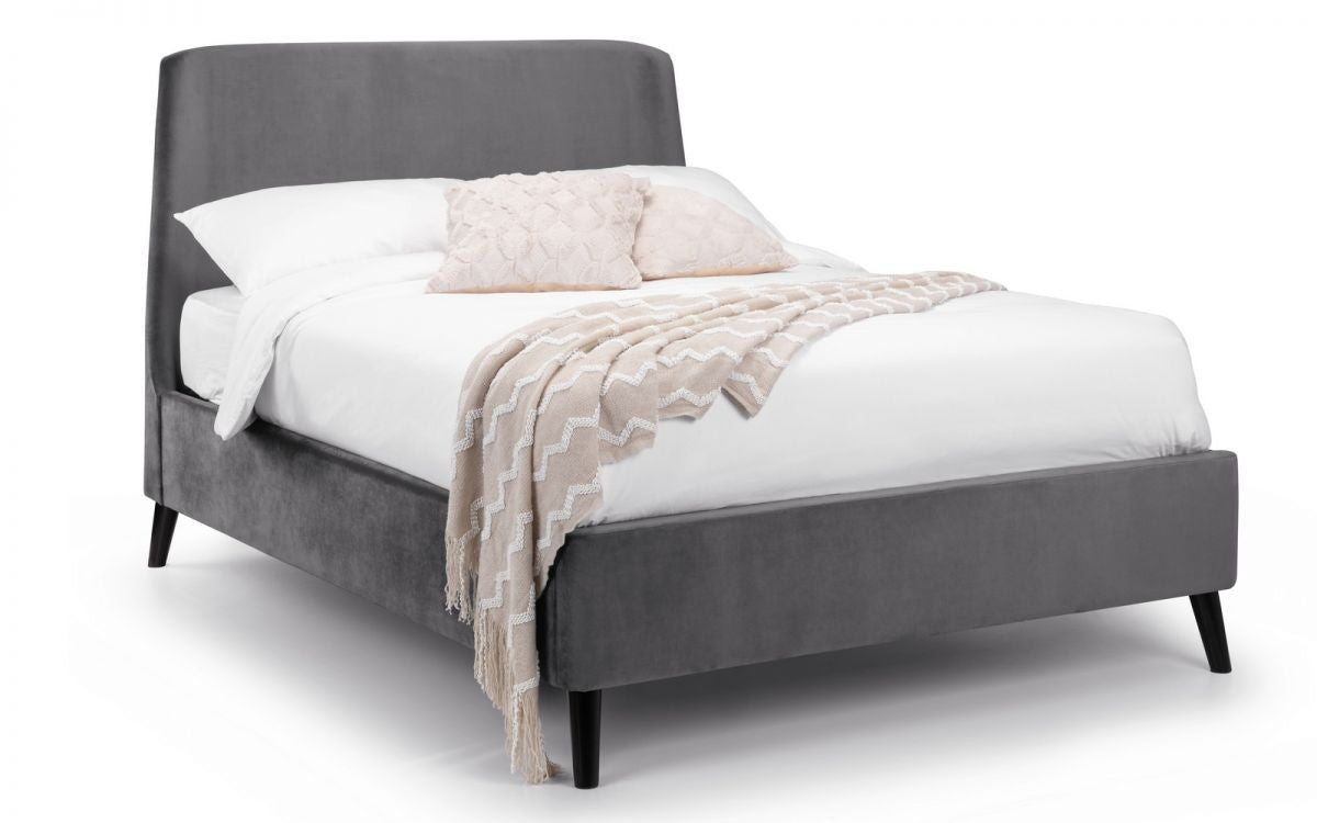 Julian Bowen Frida 5ft Kingsize Grey Velvet Bed