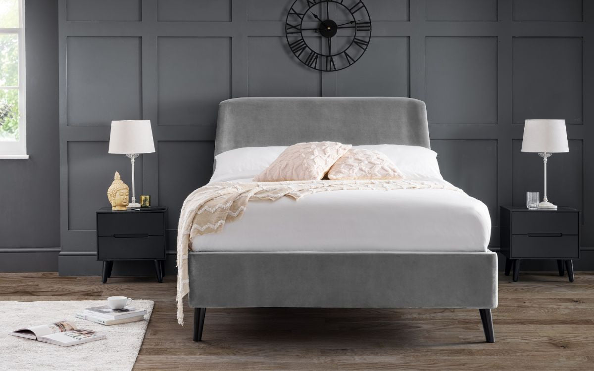 Julian Bowen Frida 4ft6 Double Grey Velvet Bed