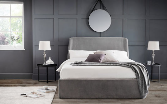 Julian Bowen Frida 5ft Kingsize Grey Velvet Storage Ottoman Bed