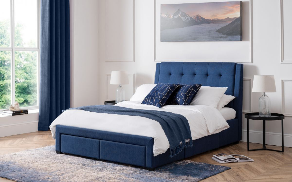 Julian Bowen Fullerton Blue 5ft Kingsize 4 Drawer Bed