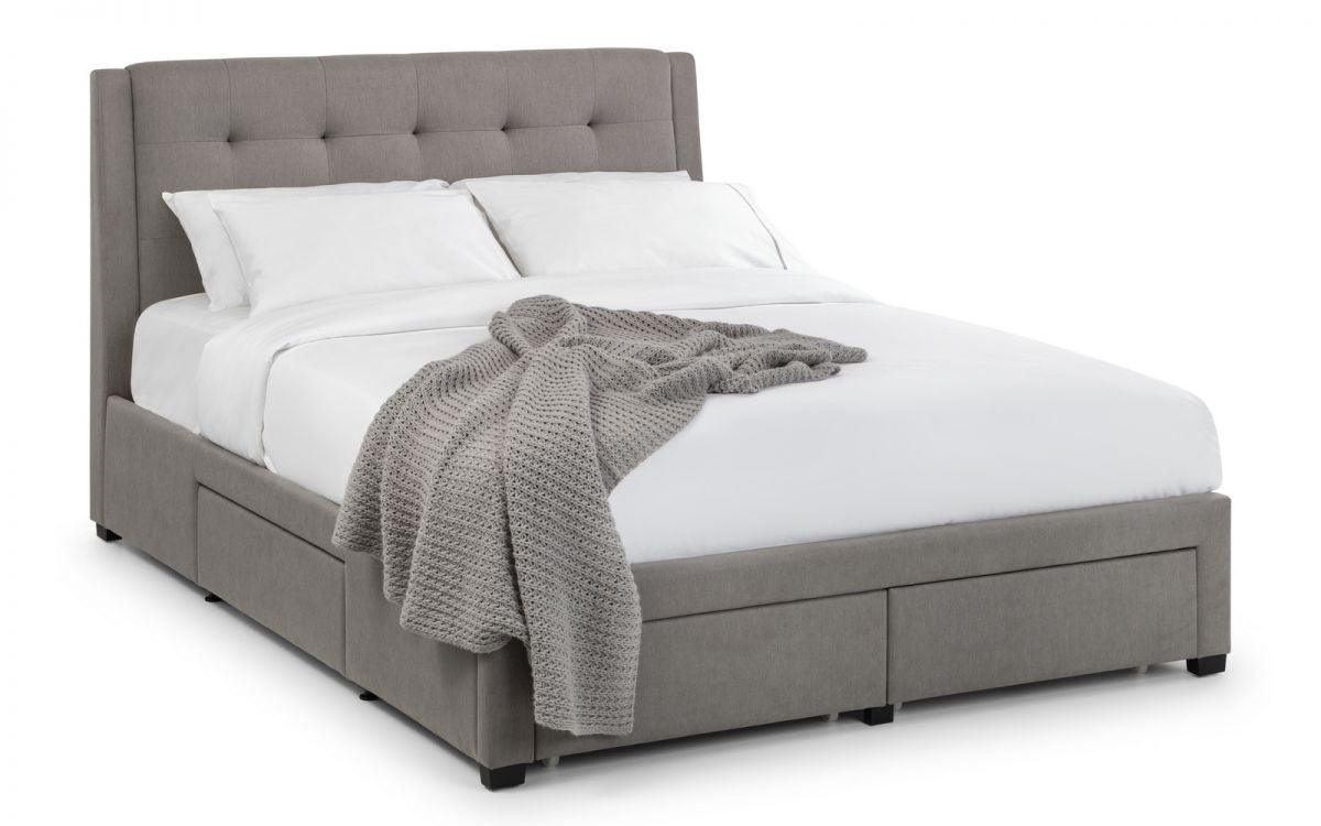 Julian Bowen Fullerton 4ft6 Double Grey Fabric 4 Drawer Bed