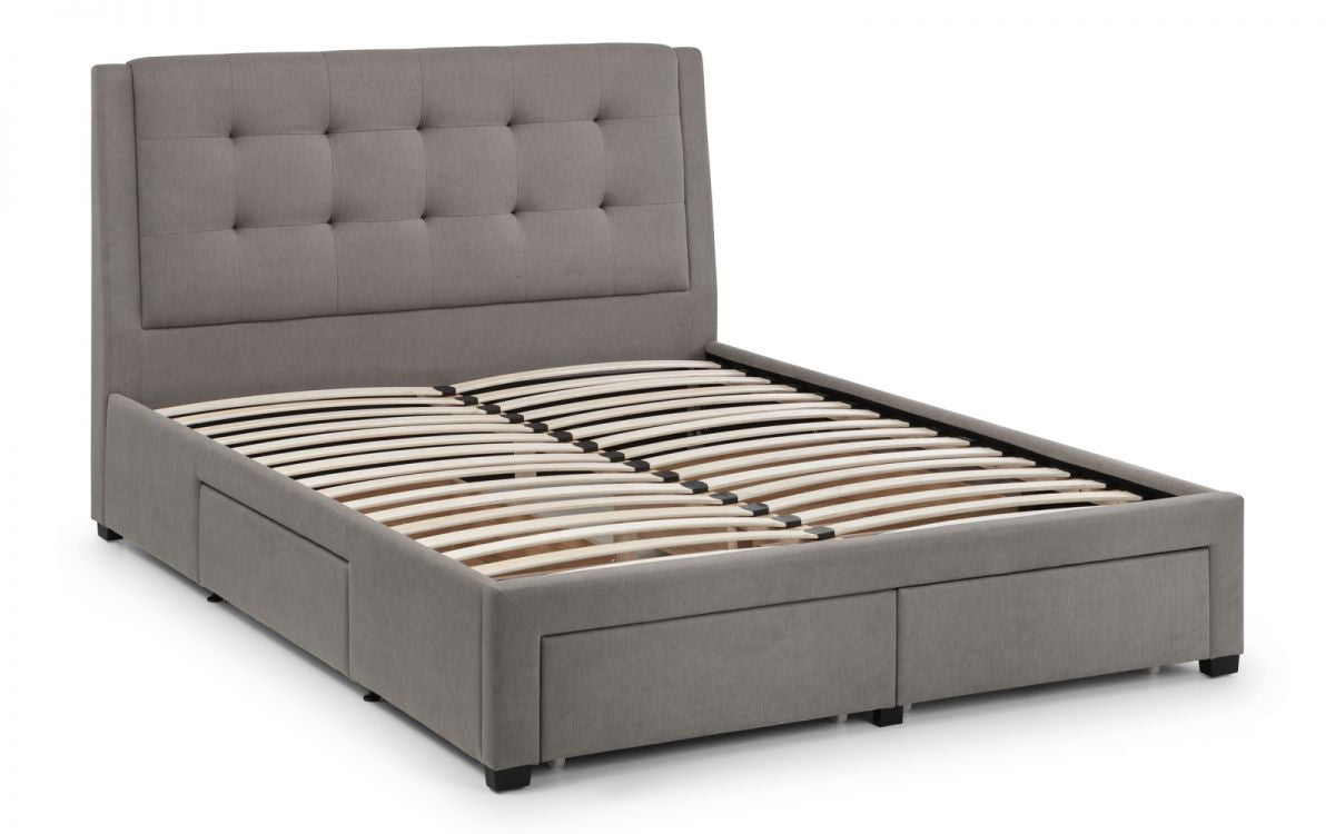 Julian Bowen Fullerton 4ft6 Double Grey Fabric 4 Drawer Bed