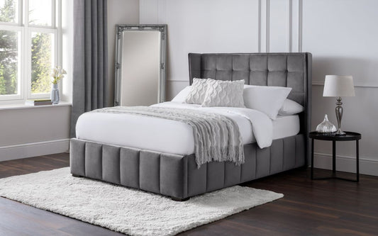 Julian Bowen Gatsby 4ft6 Double Light Grey Velvet Bed