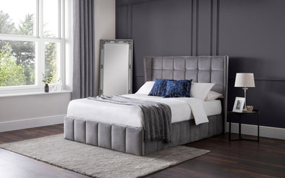Julian Bowen Gatsby 5ft Kingsize Light Grey Velvet Ottoman Bed