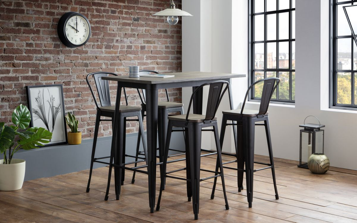Julian Bowen Grafton Black Metal Bar Stool