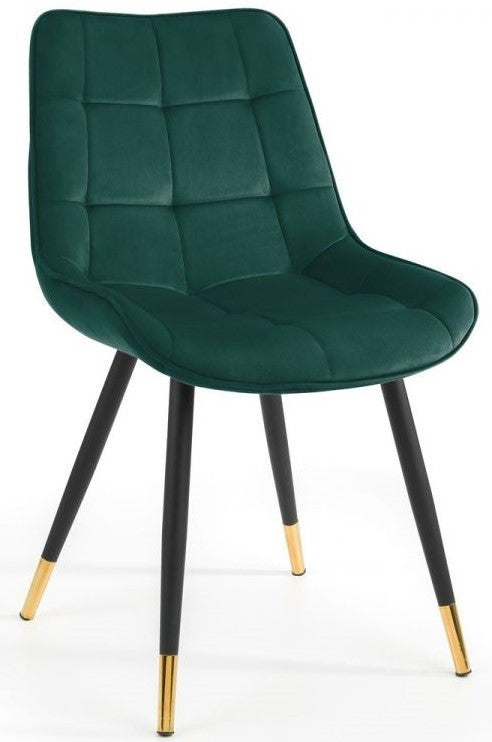 2 x Julian Bowen Hadid Green Velvet Dining Chair