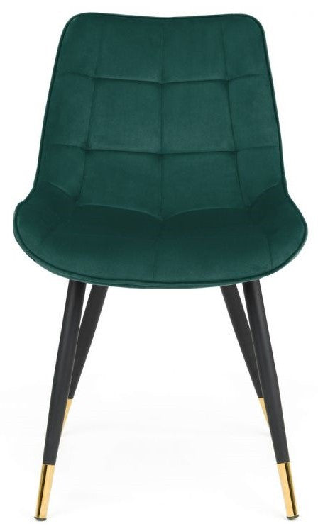 2 x Julian Bowen Hadid Green Velvet Dining Chair