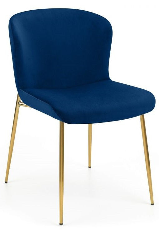2 x Julian Bowen Harper Blue Velvet Dining Chair