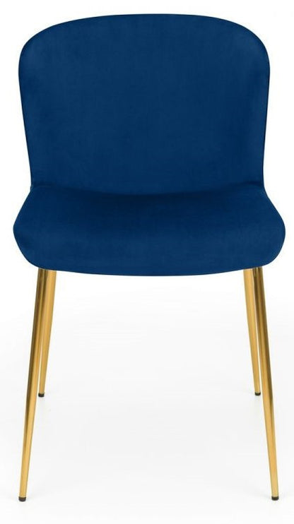2 x Julian Bowen Harper Blue Velvet Dining Chair
