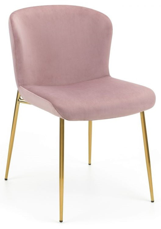 2 x Julian Bowen Harper Dusky Pink Velvet Dining Chair