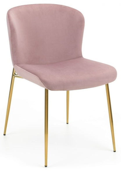 2 x Julian Bowen Harper Dusky Pink Velvet Dining Chair