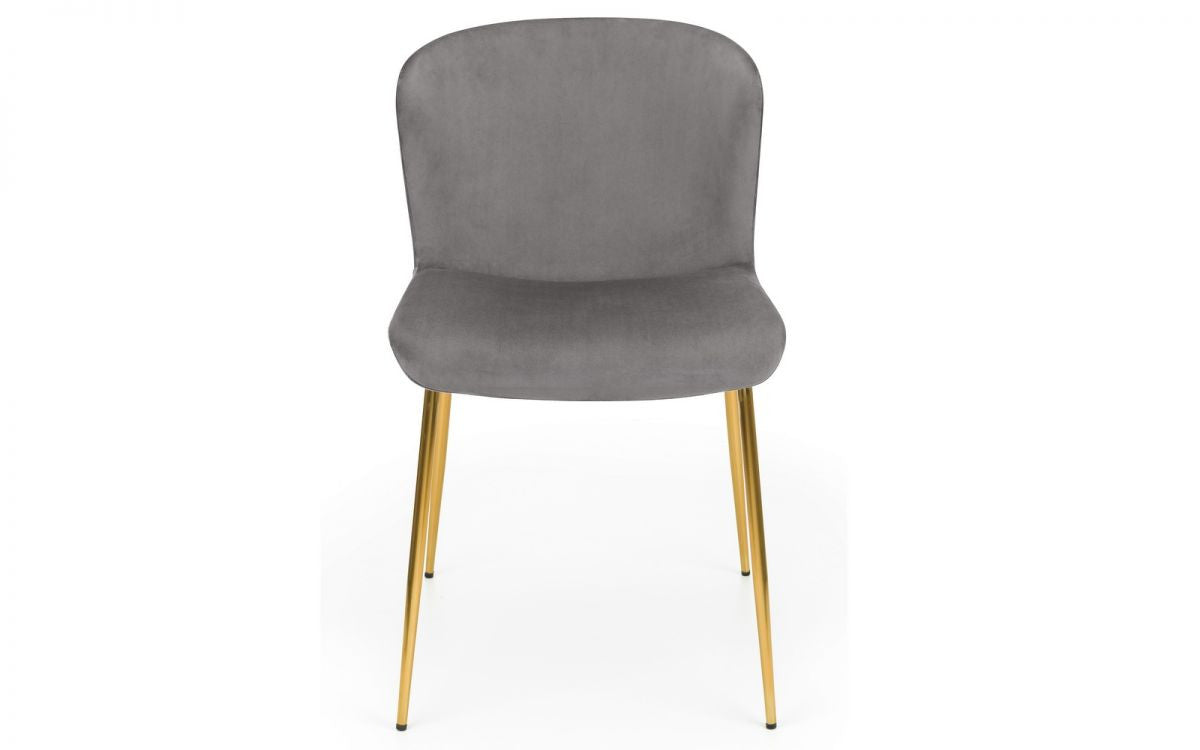 2 x Julian Bowen Harper Grey Velvet Dining Chair