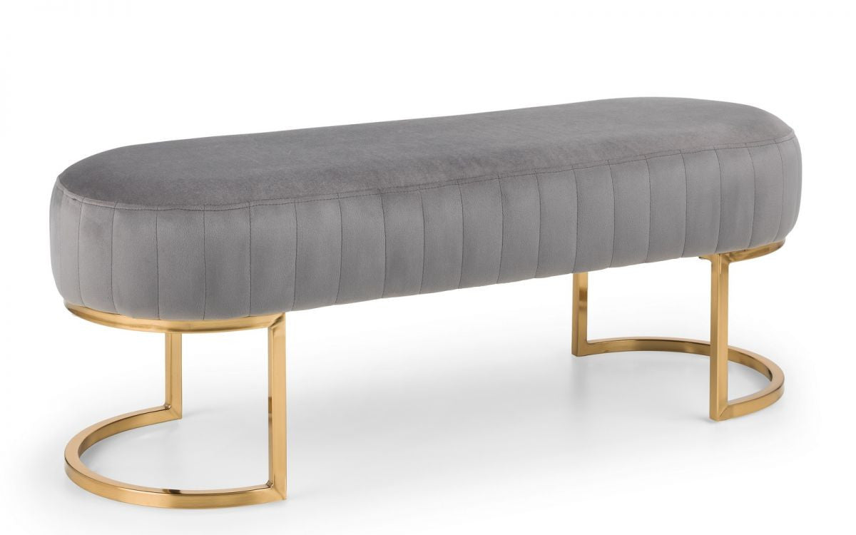 Julian Bowen Harrogate Grey Velvet Fabric Bedroom Bench