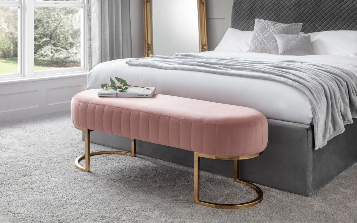 Julian Bowen Harrogate Pink Velvet Bench