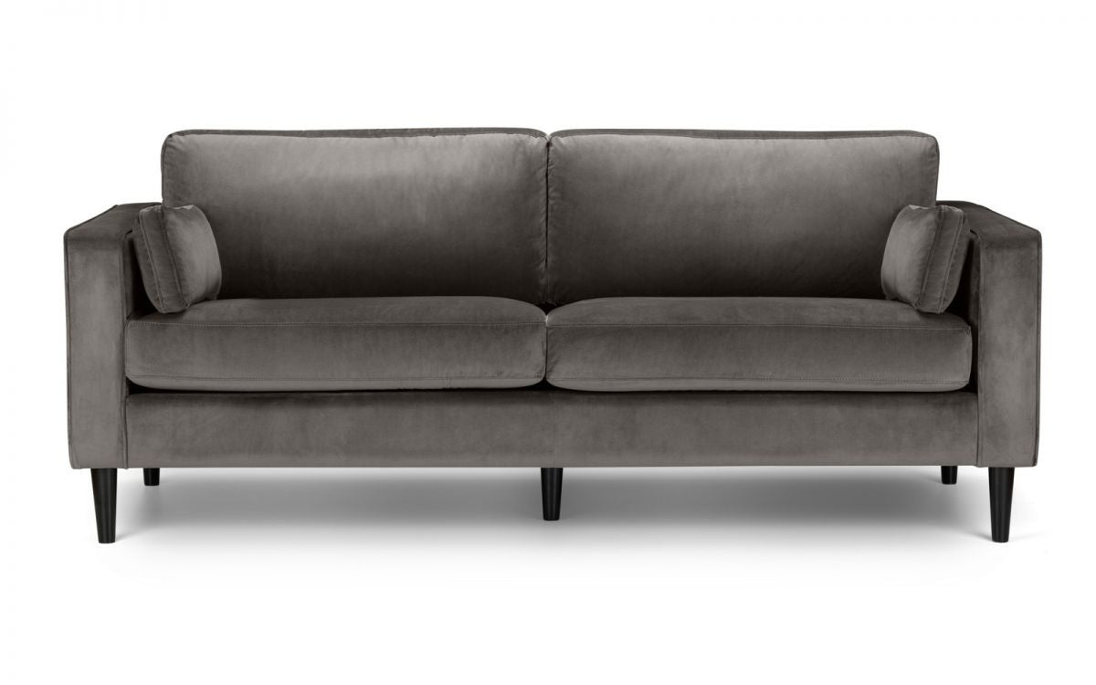 Julian Bowen Hayward Grey Velvet 3 Seater Sofa
