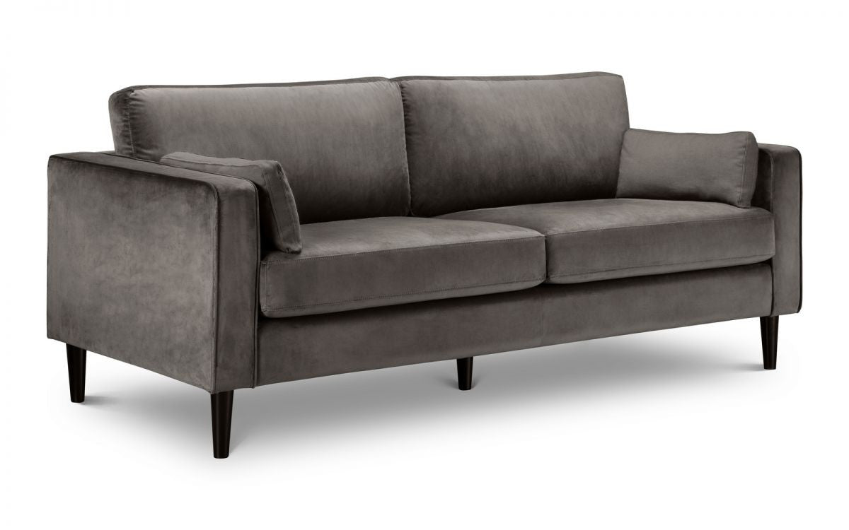 Julian Bowen Hayward Grey Velvet 3 Seater Sofa